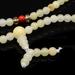 4-Loop Wrap Buddha Meditation Yellow Jade Beaded Bracelets&nbsp;BJEW-R040-6mm-10