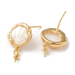 Brass Shell Stud Earring Findings&nbsp;KK-P239-07G-01