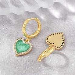 Brass Micro Pave Cubic Zirconia Hoop Dangle Earrings&nbsp;KK-CBA8324-16G-01