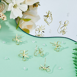 40Pcs Bowknot Shape Brass Earring Hooks&nbsp;KK-FH0008-03