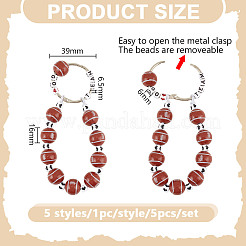 5Pcs Acrylic Sports Ball Beads Pendant Decoration&nbsp;HJEW-GO00103