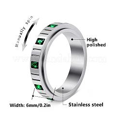 304 Stainless Steel Micro Pave Cubic Zirconia Rotating Finger Rings&nbsp;WGCDCC2-02