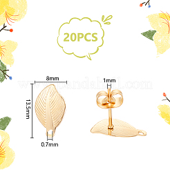 20Pcs Leaf 304 Stainless Steel Stud Earring Findings&nbsp;STAS-UN0058-05