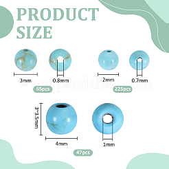 337Pcs 3 Sizes Dyed Synthetic Turquoise Beads&nbsp;TURQ-PH0001-23