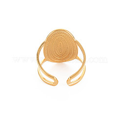 Ion Plating(IP) 304 Stainless Steel Oval Wide Open Cuff Ring for Women&nbsp;RJEW-S405-172G