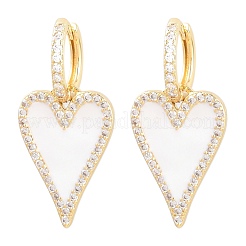 Valentine's Day Heart Brass Micro Pave Clear Cubic Zirconia Hoop Earrings&nbsp;EJEW-Z164-10G-03