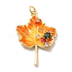 Autumn Theme Rack Plating Brass Micro Pave Cubic Zirconia Pendants&nbsp;KK-M230-19G