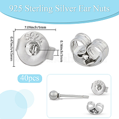 40 Pairs 925 Sterling Silver Ear Nuts&nbsp;STER-BBC0008-63