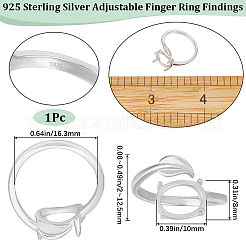 Anti-Tarnish 1Pc Leaf Shape Rhodium Plated 925 Sterling Silver Open Cuff Solitaire Ring Settings&nbsp;STER-BBC0006-28