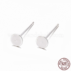 925 Sterling Silver Flat Pad  Stud Earring Findings&nbsp;STER-K167-045C-S