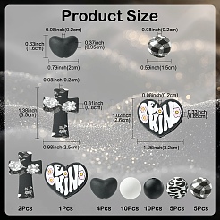 7 Styles Round & Cross & Heart Silicone Focal Beads&nbsp;SIL-YW0002-48