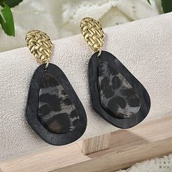 304 Stainless Steel Leopard Stud Earrings&nbsp;EJEW-Z084-14G-01