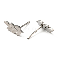 Tarnish Resistant 201 Stainless Steel Leaf Stud Earrings with 304 Stainless Steel Pin&nbsp;EJEW-H096-02P
