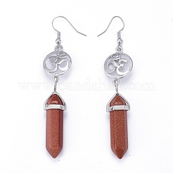 Pointed Bullet Natural & Synthetic Mixed Gemstone Dangle Earrings&nbsp;EJEW-K084-D