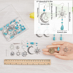 DIY Sun Moon Synthetic Turquoise Beads & Alloy Pendant Dangle Earring Making Kits&nbsp;DIY-SC0027-07