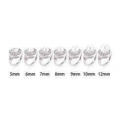 Brass Micro Pave Cubic Zirconia Adjustable Cup Peg Ring Settings&nbsp;KK-B166-03P