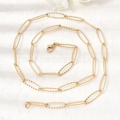304 Stainless Steel Texture Oval Link Chain Necklaces&nbsp;NJEW-K305-06G