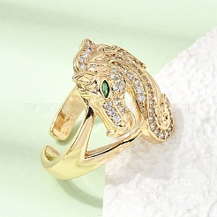 Brass Micro Pave Cubic Zirconia Cuff Open Rings for Women&nbsp;RJEW-F216-02G