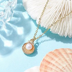 Alloy Enamel Shell Pendant Necklaces&nbsp;NJEW-JN04775