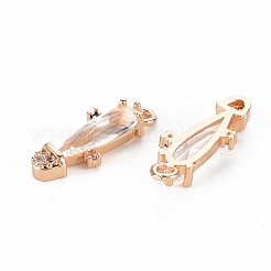Rack Plating Brass Micro Pave Clear Cubic Zirconia Pendants&nbsp;LS-KK-T060-63G-RS