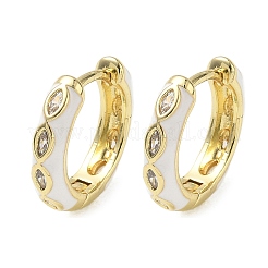 Brass Micro Pave Cubic Zirconia Hoop Earrings&nbsp;KK-CBA081F-04G-C