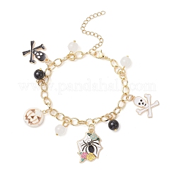 3Pcs 3 Styles Halloween Theme Alloy Enamel Charm Bracelets for Women&nbsp;BJEW-JB12110