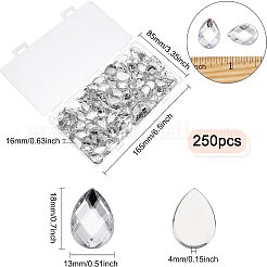 250Pcs Flat Back Imitation Taiwan Faceted Teardrop Acrylic Rhinestone Cabochons&nbsp;GACR-FG0001-06