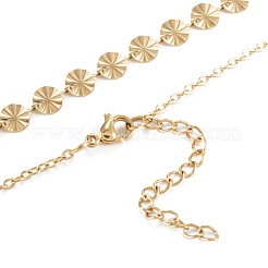 PVD Vacuum Plating 304 Stainless Steel Flat Round Link Chain Necklaces&nbsp;NJEW-M187-03G