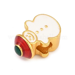 Christams Brass Enamel European Beads&nbsp;KK-F922-03D-G