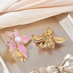 304 Stainless Steel Enamel & ABS Plastic Pearl Stud Earrings for Women&nbsp;SA-CBA2696-28G-01