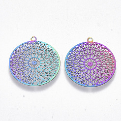 Ion Plating(IP) 201 Stainless Steel Filigree Pendants&nbsp;STAS-R102-12
