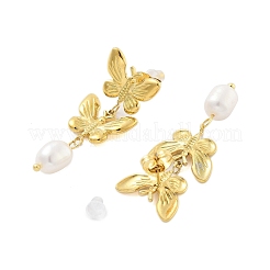 304 Stainless Steel ABS Pearl Earrings&nbsp;EJEW-S226-16G