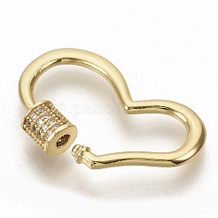 Brass Micro Pave Clear Cubic Zirconia Screw Carabiner Lock Charms&nbsp;ZIRC-S066-007