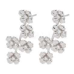 Brass Micro Pave Cubic Zirconia Stud Earrings for Women&nbsp;EJEW-A167-24P