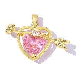 Brass Pave Pink Cubic Zirconia Pendants&nbsp;CU-OY001-63G