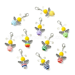 30Pcs Strip Resin & Dyed Synthetic Turquoise Bee Pendant Decoration&nbsp;HJEW-CJ00096