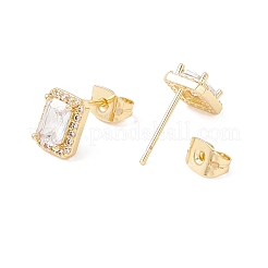 Clear Cubic Zirconia Rectangle Stud Earrings&nbsp;LS-EJEW-F282-30G