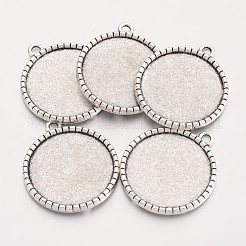 Tibetan Style Flat Round Alloy Pendant Cabochon Settings&nbsp;TIBEP-Q049-19AS-RS