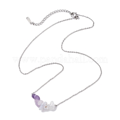 Gradient Color Gemstone Chip Pendant Necklaces&nbsp;NJEW-JN05073