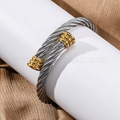 304 Stainless Steel Torque Bangles for Women&nbsp;BJEW-P310-18GP
