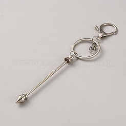 Zinc Alloy Bar Beadable Keychains Clasps&nbsp;KEYC-WH0030-86P
