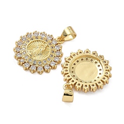 Brass Micro Pave Cubic Zirconia Pendants&nbsp;KK-P325-38G