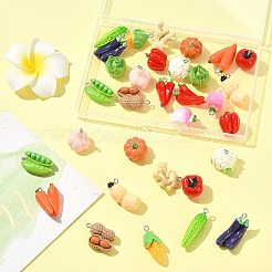 32Pcs 16 Styles Resin Iron Pendants&nbsp;RESI-FS0002-26