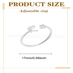 1Pc Letter Brass Rhinestone Open Cuff Rings for Women&nbsp;AJEW-LP0004-47R-S