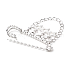Alloy Star & Chain Tassel Charms Safety Pin Brooch&nbsp;JEWB-BR00103