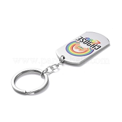 Pride Rainbow 201 Stainless Steel Keychain&nbsp;KEYC-G051-01P-02