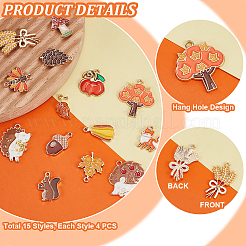 60Pcs 15 Styles Thanksgiving Day Alloy Enamel Pendants&nbsp;ENAM-PH0002-88