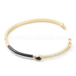 Enamel Teardrop Hinged Bangle with Cubic Zirconia&nbsp;BJEW-G673-01G-01