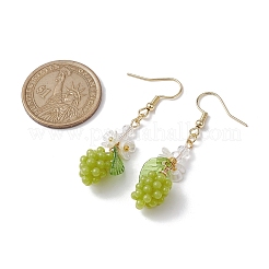 Yellow Green Grape Fruit Resin Dangle Earrings&nbsp;EJEW-JE05646