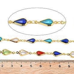 Brass Glass Teardrop Link Chains&nbsp;CHC-R001-04G-02